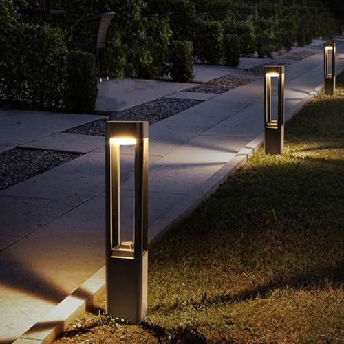 Outdoor Path Lighting Fixture 23.62In Modern Landscape Pathway Light Aluminum LED Waterproof Walkway Lamps Outside Housing 3000K Bollard Lights Hard Wired Post Lantern For Lawn Garden Sideway Lamps - Image 3
