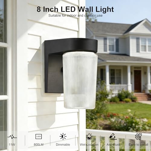 LIT-PaTH Outdoor Wall Light Fixture, Aluminum, LED 3CCT, Black, 2 Pack - Image 4