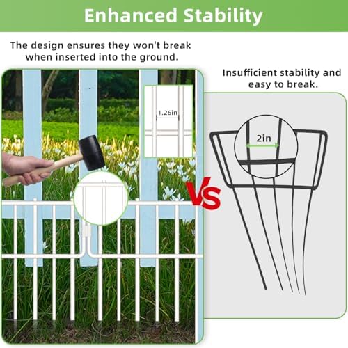 Animal Barrier Fence, 30 Pcs Upgrade 1.26 in Gap Decorative Fences No Dig Fence for Rabbits and Dog Ground Defense, Rustproof Metal Wire Garden Edging Border for Outdoor, Yard, White - Image 4