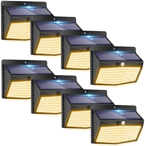 Peasur 8 Pack Solar Motion Sensor Lights Outdoor Waterproof with 3 Modes by Peasur