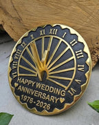 Brass Sundial Garden Clock Wedding for Couples Engraved Roman Numeral Sundial –50th Anniversary (Black Brass, 10 Inch) - Image 3
