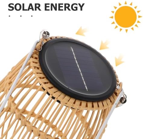 Homoyoyo Solar Lanterns Outdoor Hanging Waterproof Garden Lantern Lamp Iron Rattan Frame for Patio Balcony Yard Decorative Solar Powered Lights - Image 3