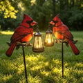 2Pack Solar Lantern Outdoor Decor Solar Cardinal Redbird Lights Metal Stake by Nanzhujin