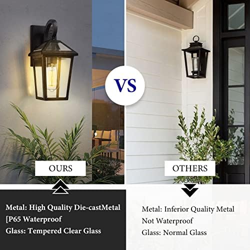 Outdoor Light Fixtures Wall Mount, Waterproof Exterior Wall Lanterns with Glass, Outside Wall Sconces, Front Porch Lights for House Garage Doorway Patio (Small, 2Pack) - Image 5