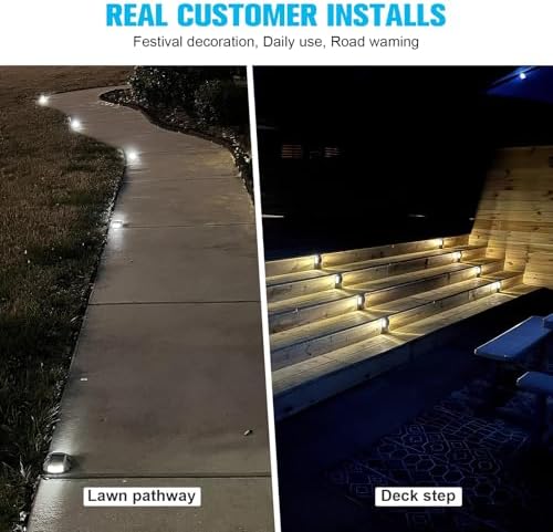 VOLISUN Solar Deck Driveway Dock Lights,Solar Pathway Lights,Warm 4 Pack - Image 7