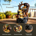 3-Tier Outdoor Water Fountain, Resin Squirrel Bird Decor with LED - Image 5