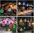 Outdoor Hanging Solar Lights, 12 Pack Multi-Color Changing Cracked Glass Hanging Ball Lights with Handle, Waterproof Solar Bulb Outdoor Garden for Balcony Tree Patio Yard Path Party Decoration - Image 7