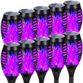 Purple Halloween Solar Lights Outdoor with Flickering Flame, 10 Pack by AOUNQ