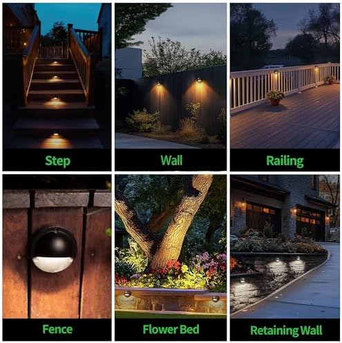 Low Voltage LED Step Lights - 12V Landscape Hardwired Waterproof Lighting, Outdoor Deck Lights 5 Color Temperature Dimmable, Aluminum Black for Wall Garden Fence Handrail 12 Pack - Image 6
