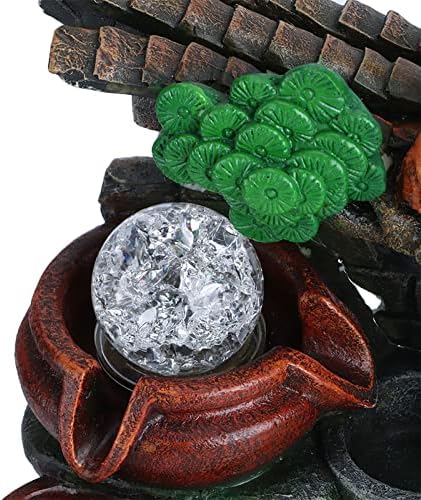 Srliya Resin Desktop Fountain Ornament, Simulate Rockery Waterfall Table Decoration with LED Light, for Home Office Garden Decor (US Plug 110V) - Image 7