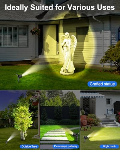 4 Pack Solar Spotlights Outdoor, Waterproof Warm White Landscape Uplights - Image 5