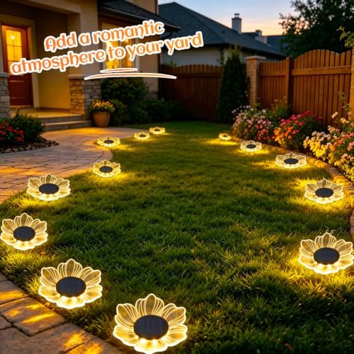 Solar Flower Shaped In-Ground Lights, 3 Pack Waterproof LED Petal Pathway Lights, Outdoor Acrylic Landscape Lights for Garden Yard Walkway Patio (Petal) - Image 7