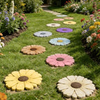 Heavy Duty Concrete Stepping Stone 10 Inch Daisy Design, Non Slip Garden Pathway Stone for Outdoor Walkway Yard Patio Lawn Fall Garden(Purple) - Image 6