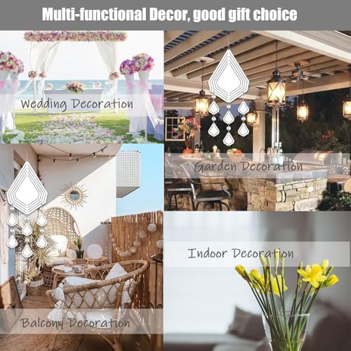 4Pack 8inch Sublimation Wind Spinner Blanks 3D Aluminum Metal Wind Sculpture Kinetic Spinners for Yard and Garden Indoor Art Ornaments Hanging Decoration (Diamond Pendant) - Image 6