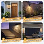 LIT-PaTH Outdoor Wall Light Dusk to Dawn, Aluminum, LED 3000K, Black 2 Pack - Image 5