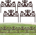 4 Pcs Iron Sheet Decorative Garden Edging, Vintage, Dark Brown by Otoolling