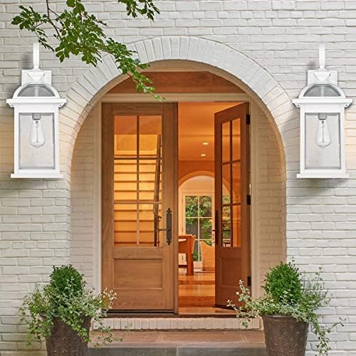 Darkaway Outdoor Lights Fixtures Wall Mount, Large 22inch Outdoor Wall Sconce Lights with Seeded Glass Waterproof Outside Exterior Lights Fixture for House Front Porch Patio （Large, White） - Image 2