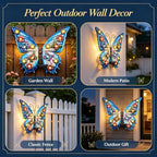 Large Butterfly Wall Art Outdoor with Solar Lights,Metal Wall Decor - Image 4