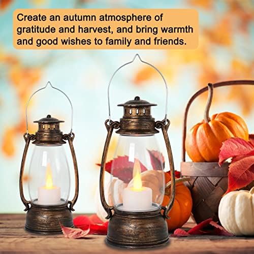 Vintage Lantern Decor, 4-Pack Flickering LED Candle Lantern with Remote Small Sized Lantern Indoor Outdoor Hanging Lanterns for Wedding Centerpiece,Halloween,Christmas,Farmhouse Decorations - Image 3