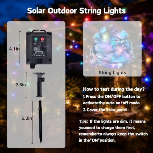 Solar Star String Lights, 33FT 66 LED RGB APP - Image 5