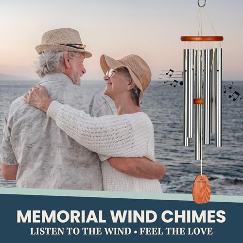 Woodstock Wind Chimes Original Amazing Grace Chime, Memorial Chimes for Outside, Outdoor Decor for Patio, Porch, Garden, Sympathy Chime, Silver, 24" - Image 5
