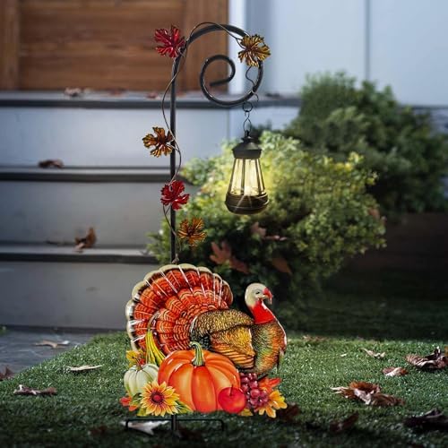 WAIU Solar Turkey Pumpkin Metal Garden Stake Lights, Outdoor Fall Thanksgiving Decor for Lawn Courtyard Yard by WAIUHOMEGARDEN