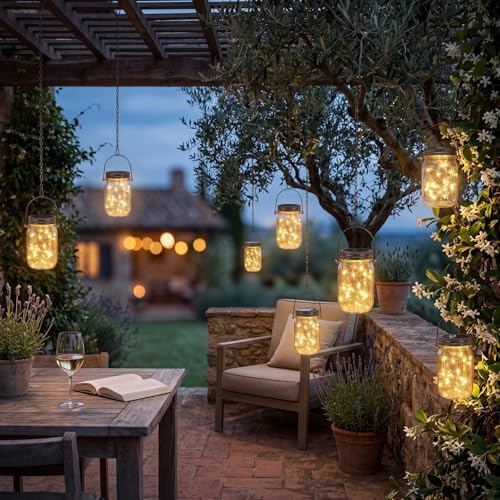 12 Pack Mason Jar Hanging Lantern with Chains, 30 LED Solar Lights - Image 6