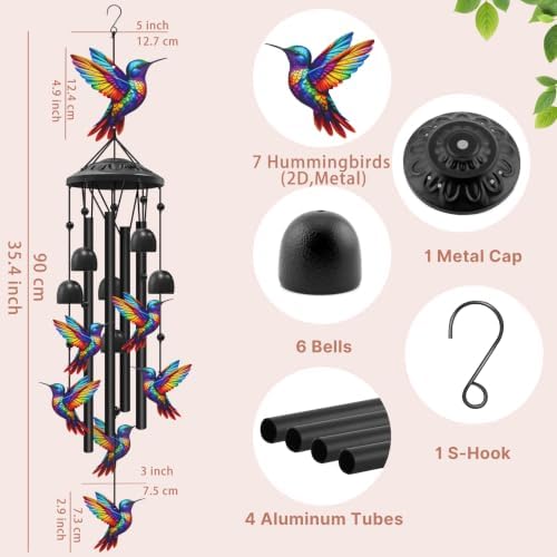 Hummingbird Wind Chimes for Outside,Metal Chime,Hummingbird Gifts for Women - Image 3