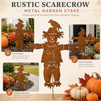 Rust Finish Metal Scarecrow Garden Stake, 27.4 Inch Fall Yard Art Decor, Flat Outdoor Lawn Ornament for Planters Flower Beds Patio - Image 6