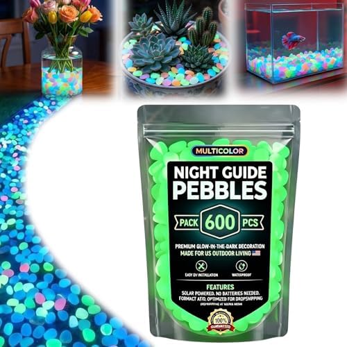 Colorful Glow-in-The-Dark Garden Stones, 2026 New Stepping Stone Kit, Night Guide Pebbles, Luminous Glow Stones for Outdoor, Glow Rocks for Landscaping (Green,600 Pcs) by Unknown