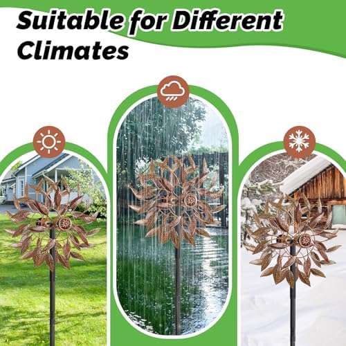 63.8" H×13.5" W Metal Garden Wind Spinners Pinwheels Outdoor - Image 4