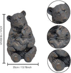 19" Mother Cub Bear Statue Garden Decor Outdoor Patio Antique Bronze - Image 2