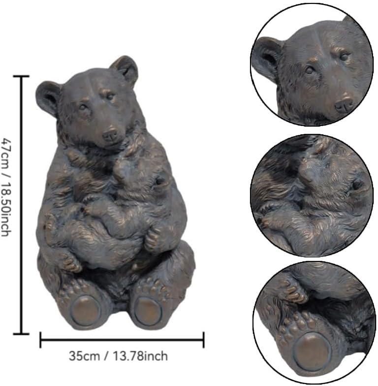 19" Mother Cub Bear Statue Garden Decor Outdoor Patio Antique Bronze - Image 2