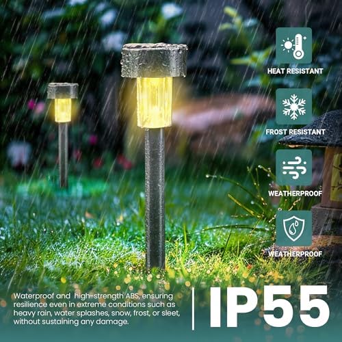 GIGALUMI 24 Pack Solar Lights Outdoor Waterproof, Stainless Steel - Image 4