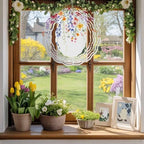 Wind Spinners for Yard Garden, Spring Colorful Flower on White 3D Stainless Steel Round Hanging Spinners Indoor Outdoor Kinetic Yard Art,12 Inch, Watercolor Swirling Leaf - Image 4