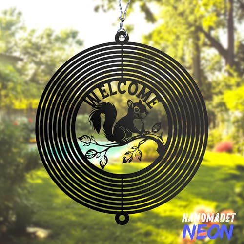 Personalized Wind Spinner Sublimation Hummingbird Custom Name Flowers Metal Art Laser Cut Design 3D Decor for Garden Yard Outdoor Indoor Lawn Patio Porch Birds Lover Presents (Squirrel) - Image 4