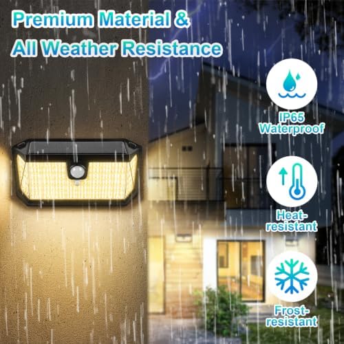 Brightever Solar Motion Sensor Outdoor Lights, 4000LM 344 LEDs Solar Outdoor Lights, IP65 Waterproof Exterior Flood Security Lights with 270° Wide Angle & 3 Modes for Patio Garage, 8-Pack Black - Image 5