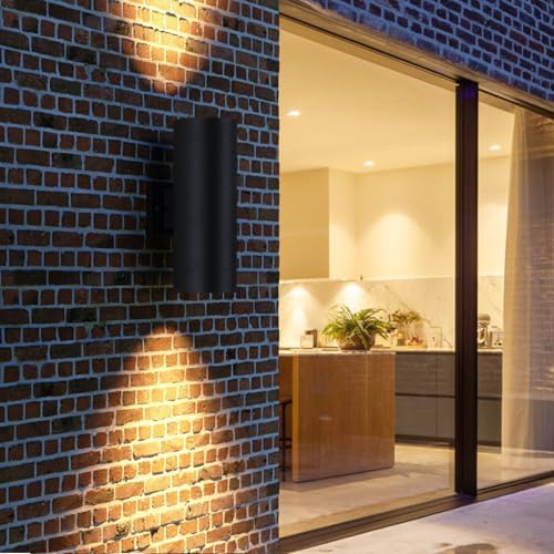 mirrea 14" Modern Outdoor Porch Light in 2 Lights, Matte Black, 2 Pack - Image 3