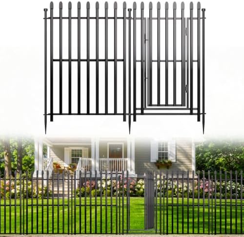 No Dig Decorative Garden Fence, 48in(H)×17.6ft(L), 8 Panels with Gate by FencePost