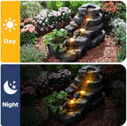 38.2" L Garden Water Fountain Outdoor Waterfall with LED Light - Image 6