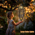 Hanging Solar Lantern Outdoor Decor, Moroccan Solar Lights for Outside Garden Decorations, Waterproof Metal LED Lanterns Garden Gifts for Mom, Women, Patio, Yard, Mother's Day（Cuboid-1 Pack） - Image 4
