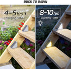 NIORSUN Solar Step Lights 6 Pack - Outdoor Stair Lights with 3000K Warm White & 6000K Cool Daylight, IP67 Waterproof, Auto On/Off, Super Bright for Deck, Patio, Steps - Image 3