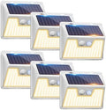 Peasur Solar Lights Outdoor Motion Sensor Waterproof, 6Pack 140LED White Solar Powered Fence Lights, 3 Modes Security Wall Lights for Garden Yard Outside Warm by Peasur