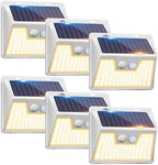 Peasur Solar Lights Outdoor Motion Sensor Waterproof, 6Pack 140LED White Solar Powered Fence Lights, 3 Modes Security Wall Lights for Garden Yard Outside Warm by Peasur