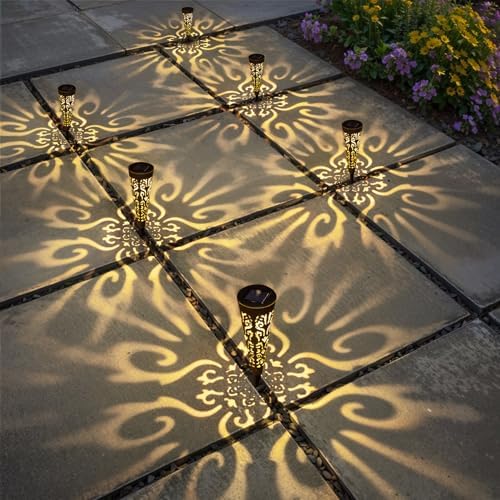 Go2garden 6Pcs Solar Lights Outdoor Garden Decor Gifts for Women Mom,Waterproof Conical Garden Stakes for Yard, Lawn, Pathway,Garden Lights Mothers' Day Birthday Gifts for Men(Black) - Image 2