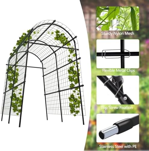 Garvee Metal Garden Arch Trellis, 7.6Ft Black for Raised Beds - Image 3