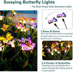 TONULAX Solar Garden Lights - 8 Pack Swaying Butterfly Light, Swaying in The Wind, Solar Outdoor Lights, Yard Patio Pathway Decoration, High Flexibility Iron Wire & Realistic Butterflies - Image 2