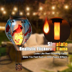 Hot Air Balloon Solar Lantern - Cardinal Bird Glass Lantern, Simulated Flickering & Dancing Flame, Outdoor Hanging Yard Light Waterproof IP65 for Patio Lawn Porch Decor Gift - Image 2