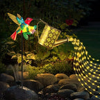 Solar Hummingbird Watering Can Garden Light,Warm White LED String Light,Outdoor Lawn Decorative Floor Lamp,Colorful Metal Crafts by Vukjep