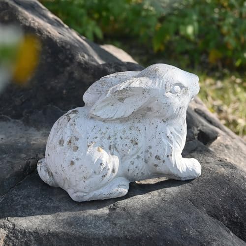 White Cement Rabbit Statue, Easter Bunny for Outdoor Garden Decor - Image 6